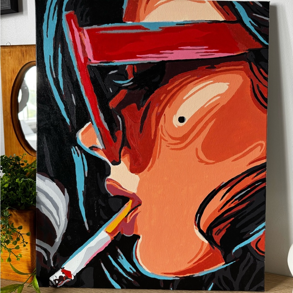 Vibrant Paint by Numbers Smoking Woman